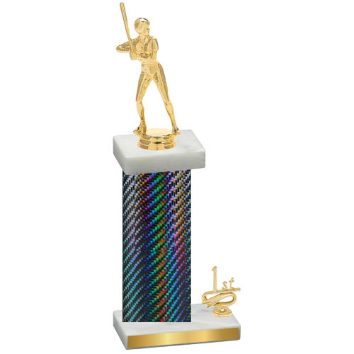 Accented Single Black Carbon Fiber First Place Softball Trophy