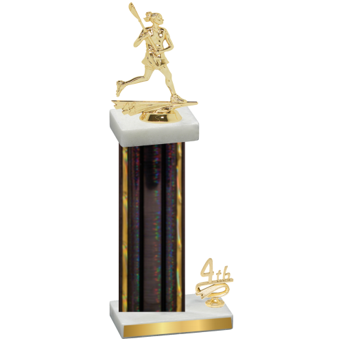 Accented Single Black Glacier Fourth Place Lacrosse Trophy