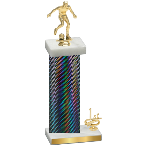 Accented Single Black Carbon Fiber First Place Soccer Trophy