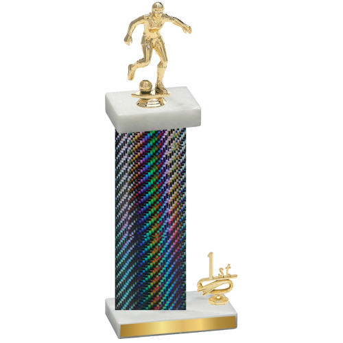 Accented Single Black Carbon Fiber First Place Soccer Trophy