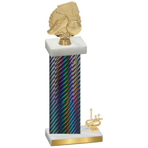 Accented Single Black Carbon Fiber First Place Soccer Trophy