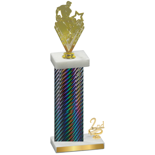 Accented Single Black Carbon Fiber Second Place Rugby Trophy