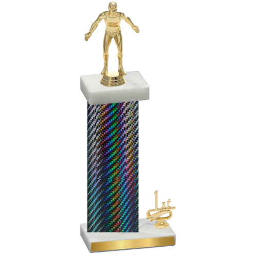 Accented Single Black Carbon Fiber First Place Wrestling Trophy