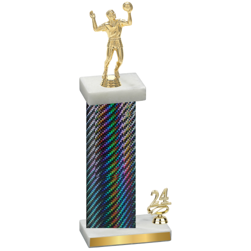 Accented Single Black Carbon Fiber Year Volleyball Trophy