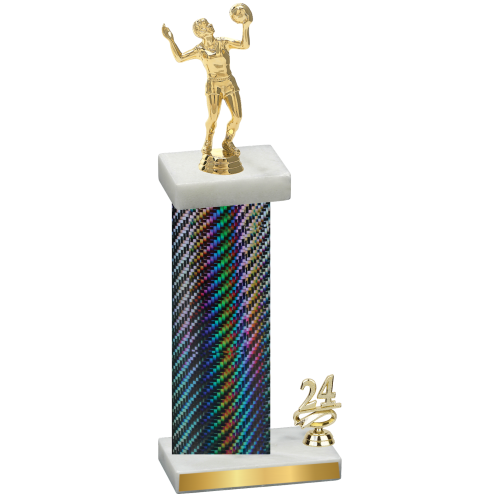 Accented Single Black Carbon Fiber Year Volleyball Trophy