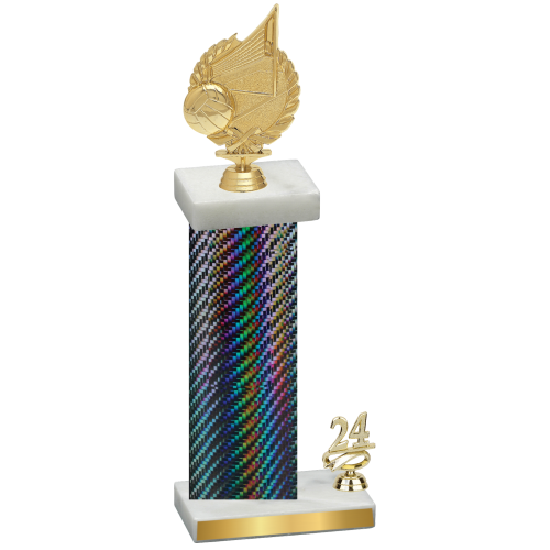 Accented Single Black Carbon Fiber Year Volleyball Trophy