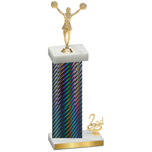 Accented Single Black Carbon Fiber Second Place Cheerleading Trophy