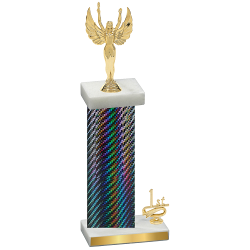 Accented Single Black Carbon Fiber First Place Victory Trophy