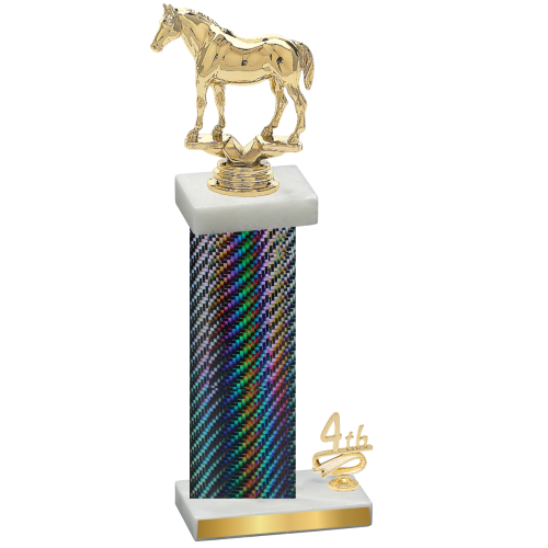 Accented Single Black Carbon Fiber Fourth Place Horses Trophy