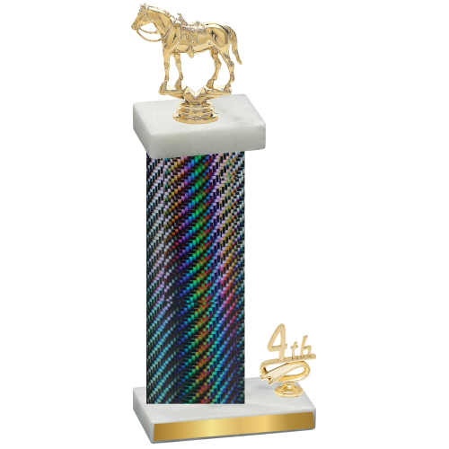Accented Single Black Carbon Fiber Fourth Place Horses Trophy