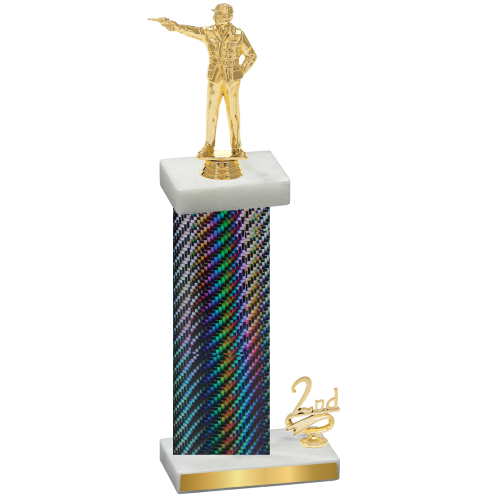 Accented Single Black Carbon Fiber Second Place Shooter Trophy