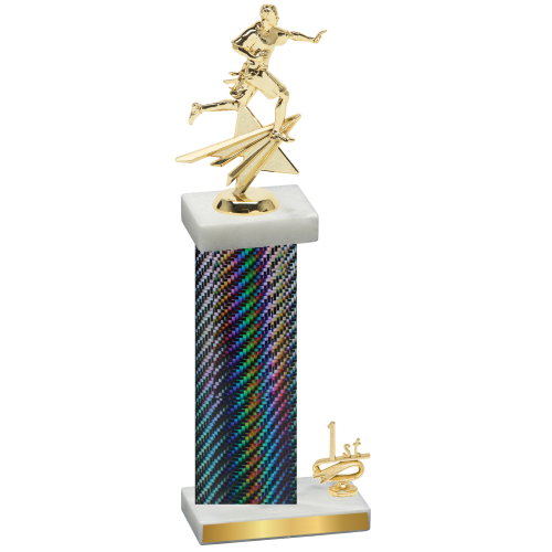 Accented Single Black Carbon Fiber First Place Flag Football Trophy