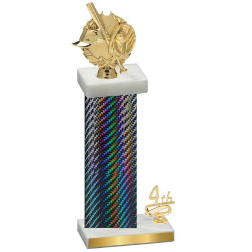 Accented Single Black Carbon Fiber Fourth Place Baseball Trophy