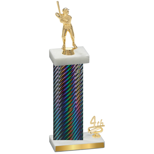 Accented Single Black Carbon Fiber Fourth Place Baseball Trophy