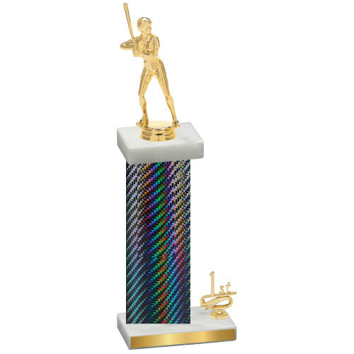 Accented Single Black Carbon Fiber First Place Softball Trophy