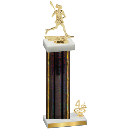 Accented Single Black Glacier Fourth Place Lacrosse Trophy