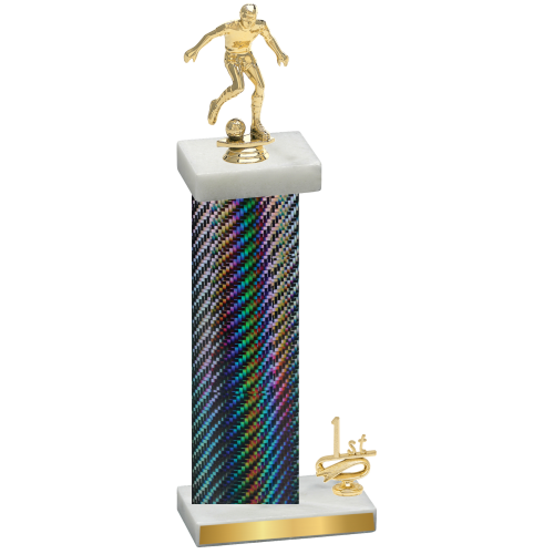 Accented Single Black Carbon Fiber First Place Soccer Trophy