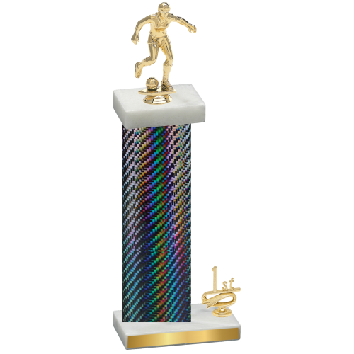 Accented Single Black Carbon Fiber First Place Soccer Trophy
