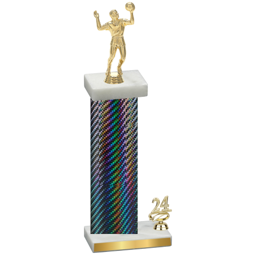 Accented Single Black Carbon Fiber Year Volleyball Trophy