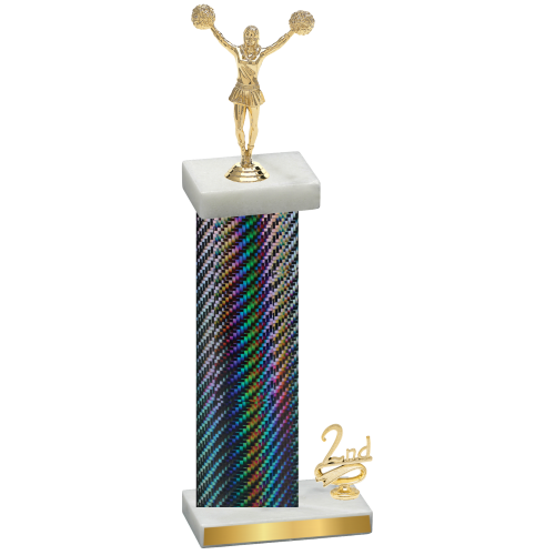 Accented Single Black Carbon Fiber Second Place Cheerleading Trophy