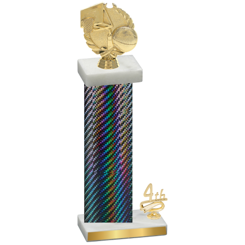 Accented Single Black Carbon Fiber Fourth Place Basketball Trophy