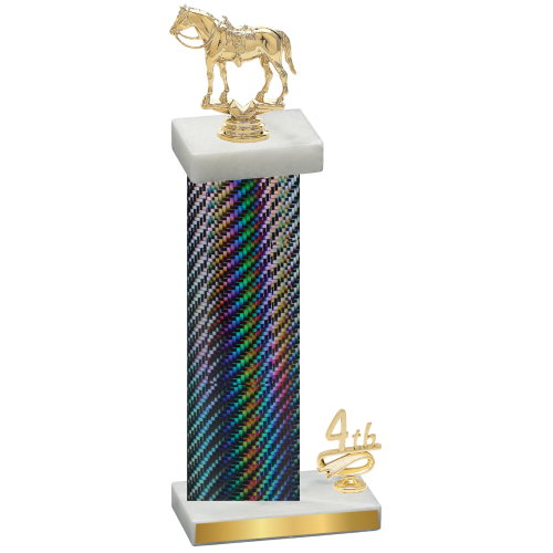 Accented Single Black Carbon Fiber Fourth Place Horses Trophy