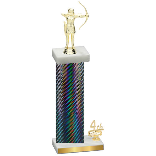 Accented Single Black Carbon Fiber Fourth Place Archery Trophy