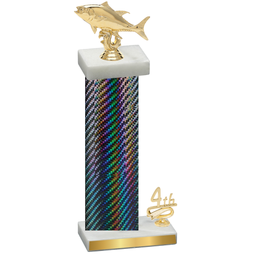 Accented Single Black Carbon Fiber Fourth Place Fishing Trophy