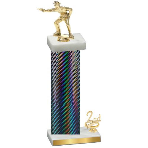 Accented Single Black Carbon Fiber Second Place Shooter Trophy