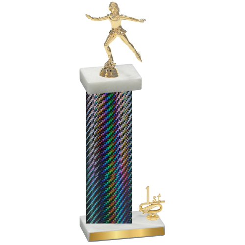 Accented Single Black Carbon Fiber First Place Skater Trophy