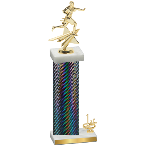 Accented Single Black Carbon Fiber First Place Flag Football Trophy