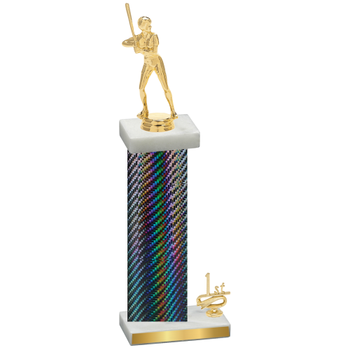 Accented Single Black Carbon Fiber First Place Softball Trophy