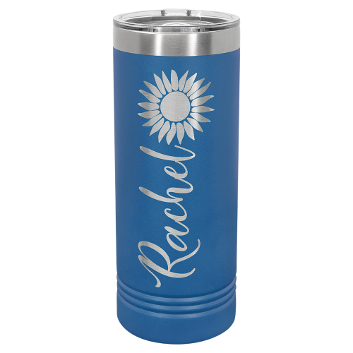 22 oz Skinny Tumbler with Slider Lid and Stainless Steel Engraving