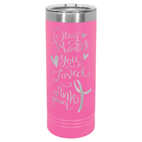 22 oz Skinny Tumbler with Slider Lid and Stainless Steel Engraving