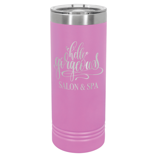 22 oz Skinny Tumbler with Slider Lid and Stainless Steel Engraving