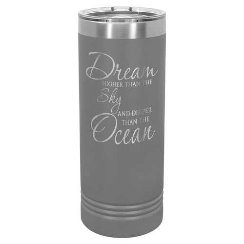 22 oz Skinny Tumbler with Slider Lid and Stainless Steel Engraving