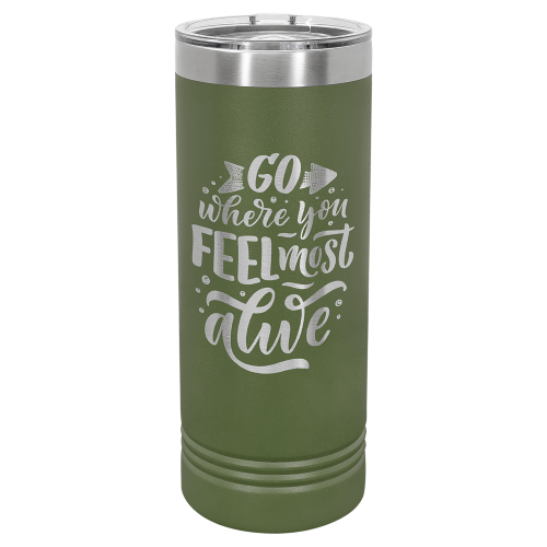 22 oz Skinny Tumbler with Slider Lid and Stainless Steel Engraving