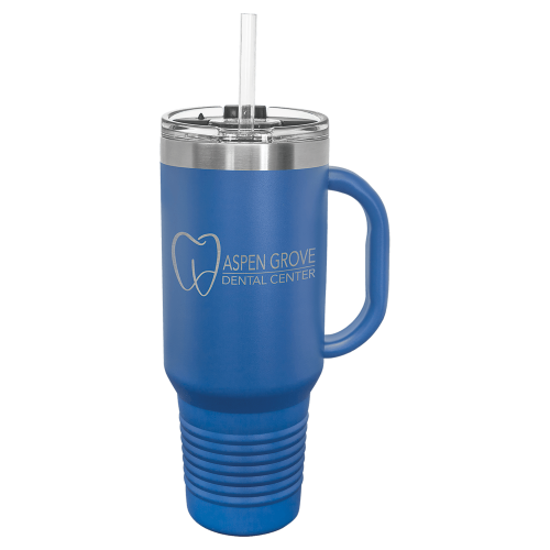 40 oz Travel Mug with Snap Lid & Straw and Stainless Steel Engraving