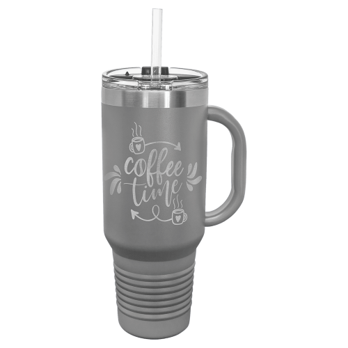 40 oz Travel Mug with Snap Lid & Straw and Stainless Steel Engraving