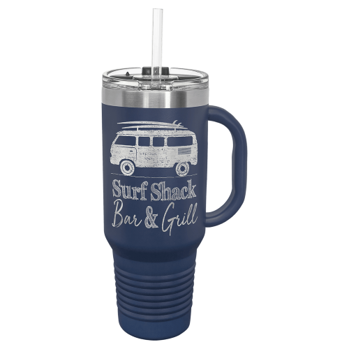 40 oz Travel Mug with Snap Lid & Straw and Stainless Steel Engraving