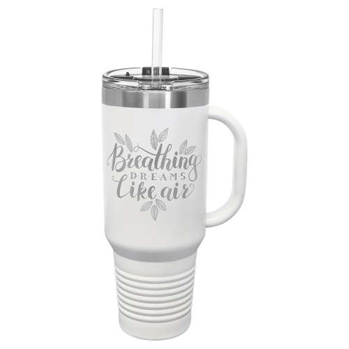 40 oz Travel Mug with Snap Lid & Straw and Stainless Steel Engraving