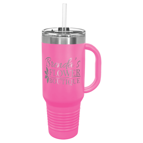 40 oz Travel Mug with Snap Lid & Straw and Stainless Steel Engraving