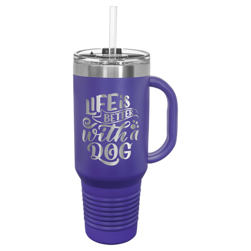 40 oz Travel Mug with Snap Lid & Straw and Stainless Steel Engraving