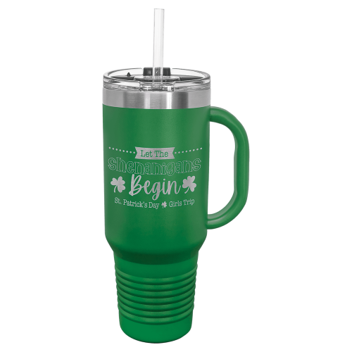 40 oz Travel Mug with Snap Lid & Straw and Stainless Steel Engraving