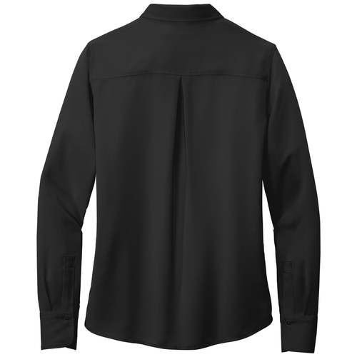 Deep Black back - Brooks Brothers Women's Full-Button Satin Blouse