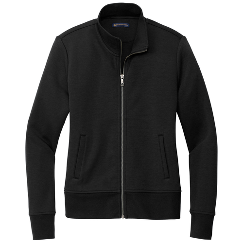Deep Black front - Brooks Brothers Women's Double-Knit Full-Zip