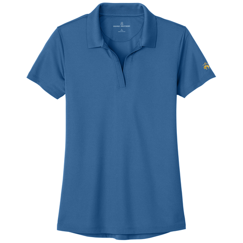 Charter Blue front - Brooks Brothers Women's Mesh Pique Performance Polo