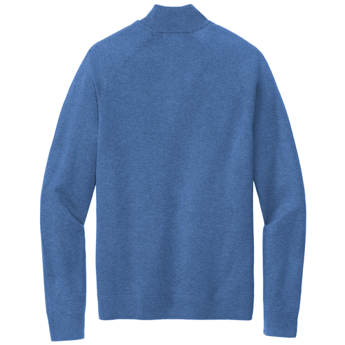 Charter Blue Heather back - Brooks Brothers Cotton Stretch 1/4-Zip Sweater