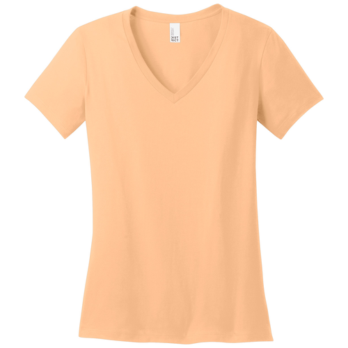 Apricot front - District Women's Perfect Weight V-Neck Tee