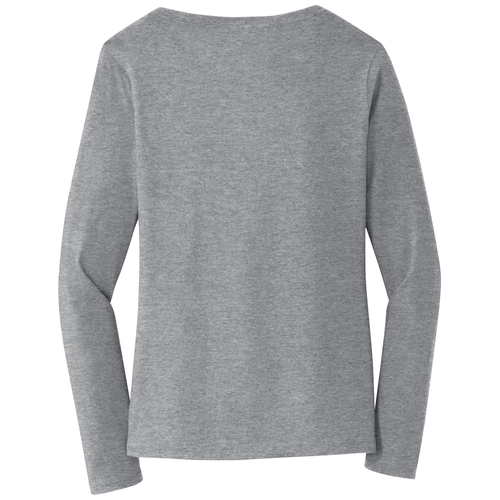 Athletic Heather back - Port & Co Women's Long Sleeve Fan Favorite V-Neck Tee